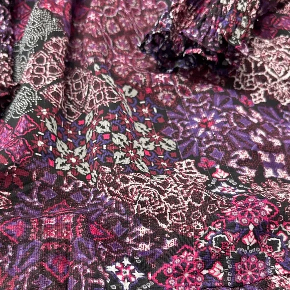 MICHAEL Michael Kors patchwork Georgette smock-waist Floral Long Sleeve Dress - Picture 10 of 14